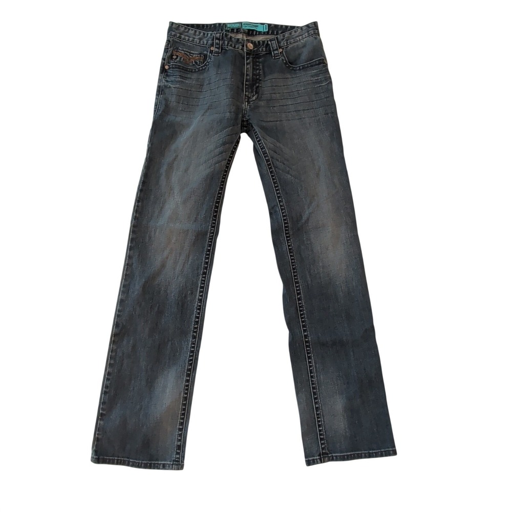 Rock & Roll Denim Revolver Slim Straight Leg Mens Sz 32x34 (31.5x32.5) Whiskered
